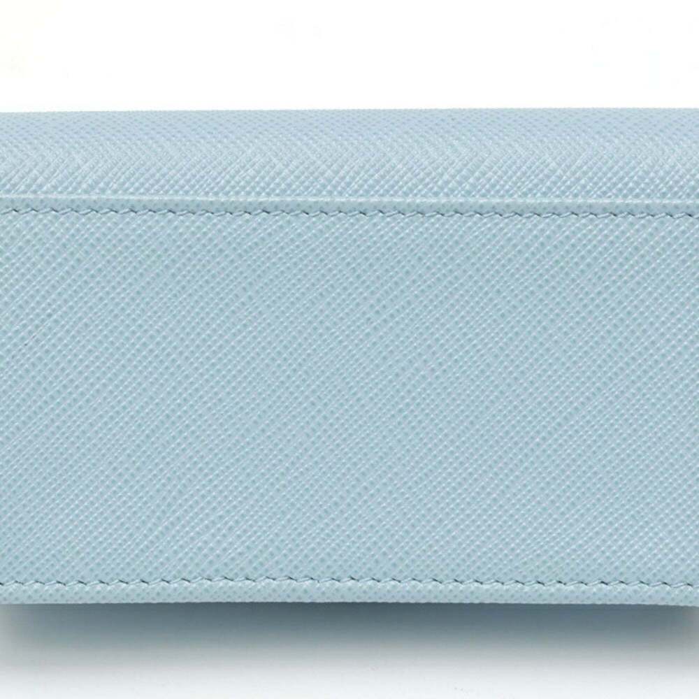 PRADA Saffiano Triangle Card Case/Business Holder 1MC122 Leather Light Blue T... - Picture 2 of 8